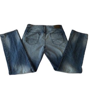 Men's Express Kingston Straight Leg 34X34 Blue Jeans Faded Distressed Classic